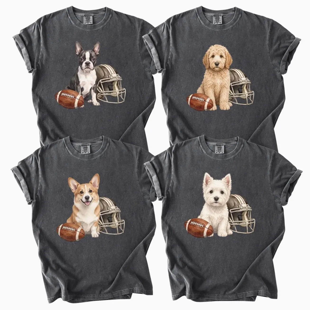 Comfort Colors Custom 50+ Dog Breeds Football Shirt, Dog Mom Game Day Tee, Custom Dog Football Shirt, Dog Dad/Mom Gift, Pet Lover Game Day Shirt, Game Day Dog Shirt, Football Dog Shirt, Football Fan Gift