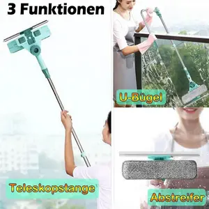 Plastic Window Mesh Screen Cleaner Tool, Telescopic Long Handle Water Spray Brush with Squeegee and Wiper Mop for Home Care
