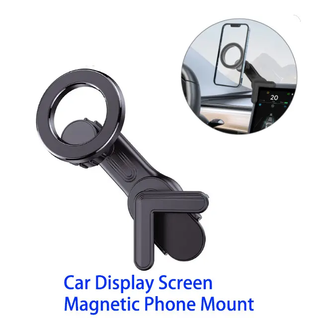 LensGuard Magnetic Cell Phone Mount - 360° Fully Adjustable ABS+Silicone Secure Smartphone Holder, Car Navigation Holder with Metal Plate, Hands-Free for Road Trips, Fits iPhone Samsung Galaxy Google (Car Display Screen Cell Phone Mounts)