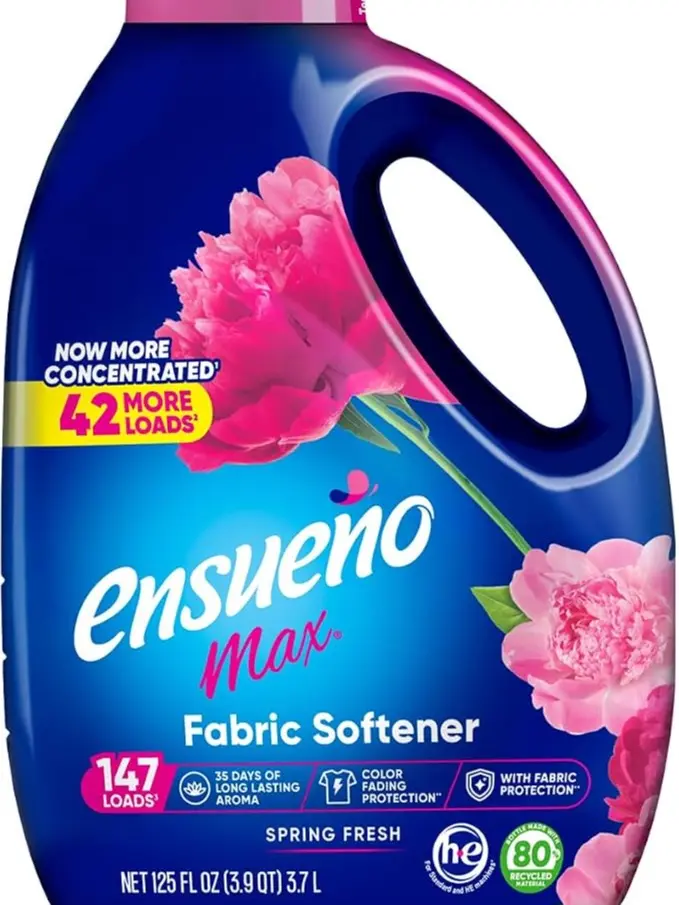 Ensueño Max Liquid Fabric Softener, Spring Fresh Scent, Laundry Softener for Clothes, Long Lasting Freshness, Soft & Fresh Feel, 125 Fl Oz
