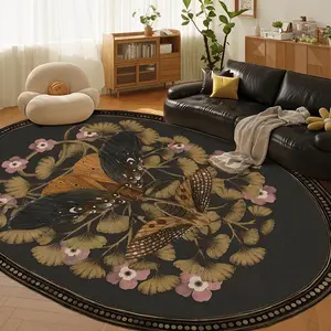 Vintage Insect Living Room Carpet, Luxurious Elegant Butterfly Moth Rug, Boho European Home Decor, Soft Comfortable Plush Foot Mat, Butterfly Area Rug