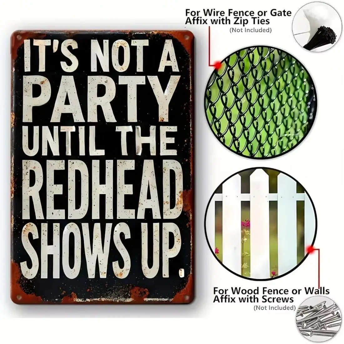 Rustic Redhead Humor Metal Sign, Wall Art for Home Bar Cafe, Wall Decor for Home Living Room Bedroom, Home Decor, Room Decor
