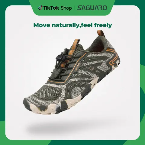 SAGUARO Active II Pro Men's Minimalist Cool Knit Mesh Barefoot Footwear - Lace-Up Casual Trainers, Soft Sole Shoes, Breathable Knit Upper, Anti-Slip Sole for Gym, Walking