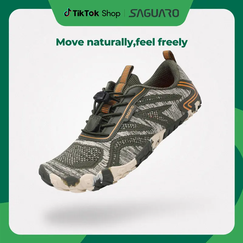 SAGUARO Active II Pro Men's Minimalist Cool Knit Mesh Barefoot Footwear - Lace-Up Casual Trainers, Soft Sole Shoes, Breathable Knit Upper, Anti-Slip Sole for Gym, Walking