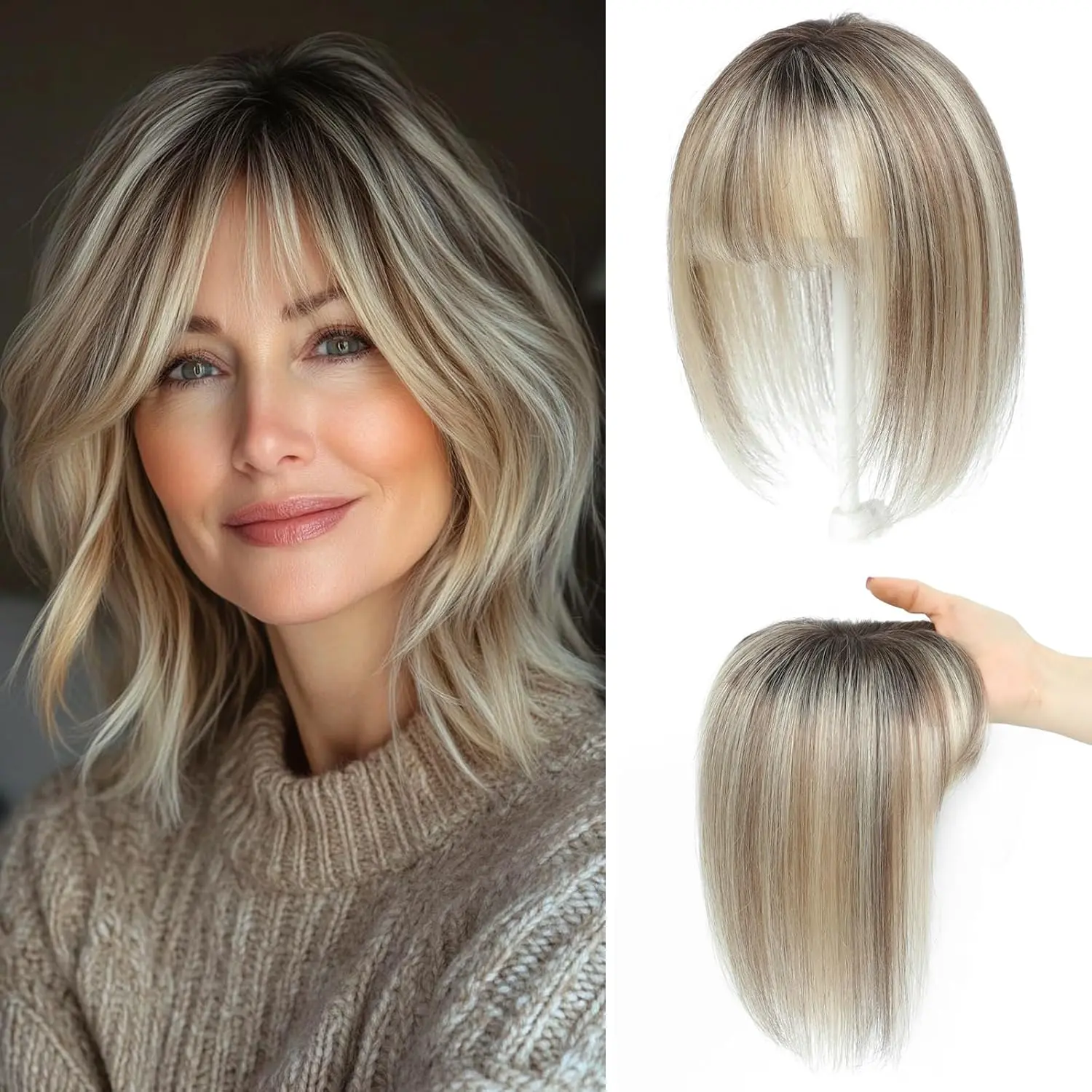 Hair Toppers for Women Real Human Hair,Hair Toppers with Bangs,10inch, Work, Straight Hair, Thin Hair Hair Toppers for Women Real Human Hair,Hair Toppers with Bangs,10inch, Work, Straight Hair, Thin Hair