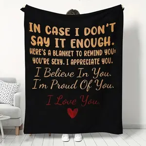 Valentine's Day Love Confession Blanket Red Heart Print Flannel Throw for Couples Anniversary Bedroom Sofa