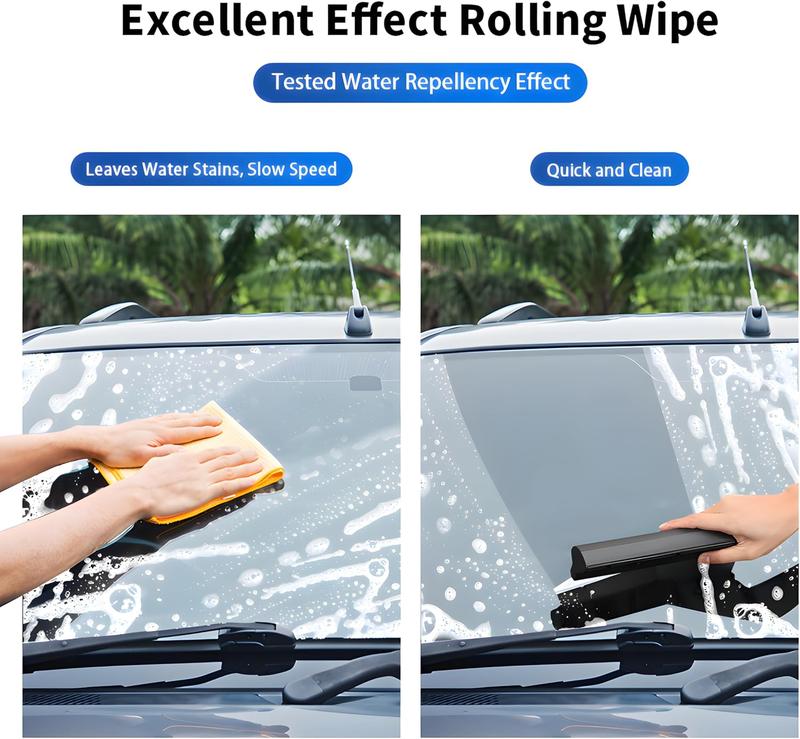 Dual Material Choice! Efficient Car Wash Squeegee for Automotive Beauty - TPE/Silicone Squeegee for Windshields and Glass Surfaces (Silicone), White