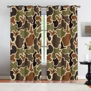 Vintage Duck Camo Print Curtains,Thermal Insulated Blackout Window Drapes,Retro Earth Tone Camouflage Curtain Panels,Light Blocking & Noise Reducing Outdoor Themed Decor Curtains,for Bedroom,Living Room & Hunting Cabin