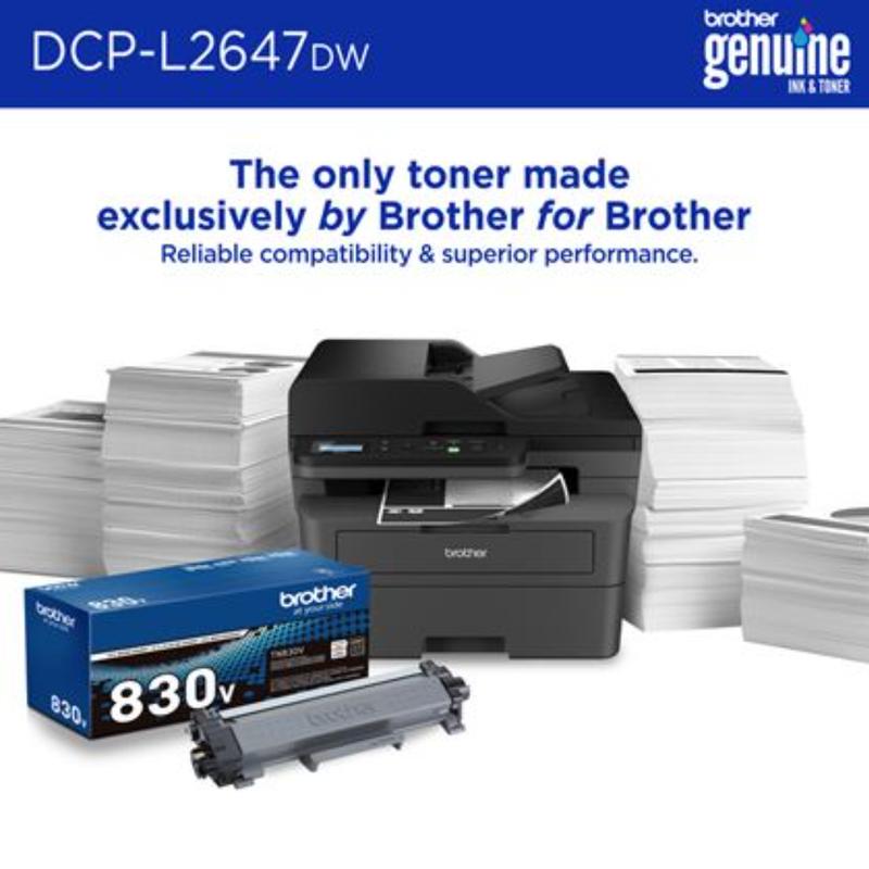 Brother DCP-L2647DW Wireless Compact Monochrome Multi-Function Laser Printer with Print Copy Scan Duplex Mobile Printing 1200 Black Pages Yield