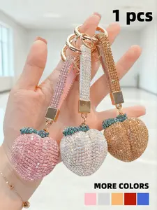 New Peach Shape Crystal Keychain, Resin Keychain, Lightweight Luxury, Minimalist Style, High Quality, Shiny Crystal, Women and Kids Gift,Valentine's Day,lovers