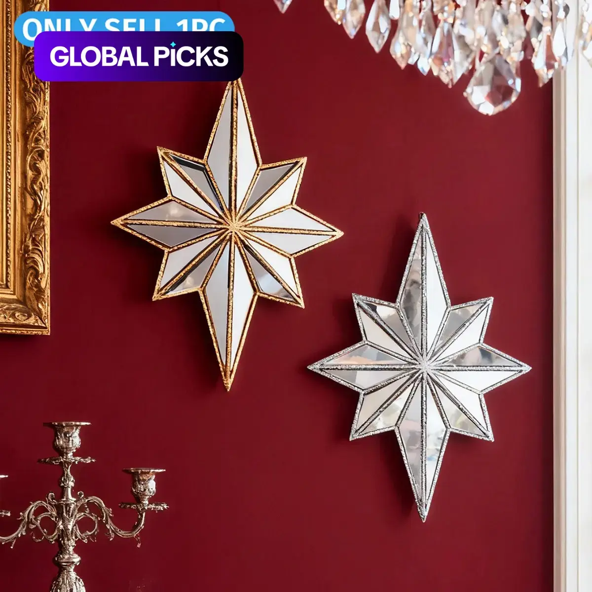Creative Resin Mirror Wall Hanging Ornament, Decorative Hanging Piece, Hanging Star Ornament, Portable Artistic Home Decor, Modern Wall Decor, Religious Decoration, Wedding Party Gift, Photography Prop, Wall Mounting Decor #GLOBAL PICKS