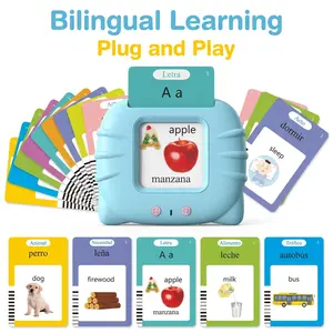 KIDGENIUS Bilingual Spanish English Vocabulary Flash Cards for Kids | Talking Educational Learning Toys | Preschool Kindergarten Toddler Language Development Speech Therapy Sight Words Flashcards