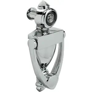 Door Knocker & Viewer, 9/16 in. Bore, 220- View Angle (5-1/2" Height, Chrome)