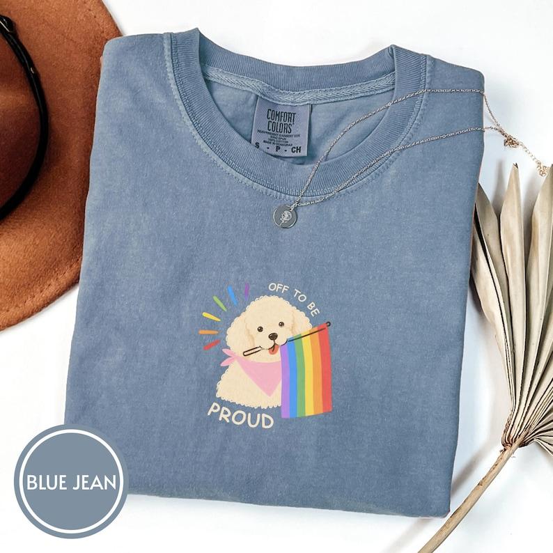 Comfort Colors Pride Dog LGBTQ T-Shirt, Rainbow Flag Poodle Tee, LGBTQ Ally Shirt, Off To Be Proud Cute LGBTQ Dog Mom Gift, Pride Month Tee