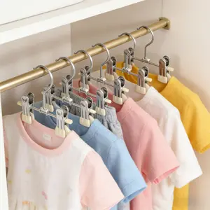 10 pcs,Stainless Steel Double Clip Hanger for Home Use, Multi-Purpose Laundry and Drying Hooks - Suitable for Office, Travel, Clothes, Metal Clothes Rack, Wardrobe, Towels, Gloves, Socks Storage, Clothes Pins