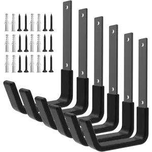 Heavy Duty Utility Hooks for Wall Mount, Garage Wall Hooks, Multi-Use Hose, , Ladder, Chainsaw & Leaf Blower Hanger - 6 Medium (6 M)