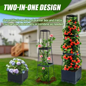 Tomato Planting Box With Grid, Self-Watering Tomato Cage, Indoor And Outdoor Garden, Trapezoidal Grid For Climbing Plants, Outdoor Planting Boxes