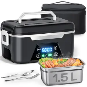 ISNIKA Leak-Proof Fast-Heating Cordless Lunch Box-1.5L (6Cups) Rechargeable Food Warmer for Adults. BPA-Free, Auto/Scheduled Heating, ng-Lasting Battery, Portable. Insulated Bag&Tableware Included—Meal Prep Must-Have for Work/Travel! Keeps Meals Hot&Fresh