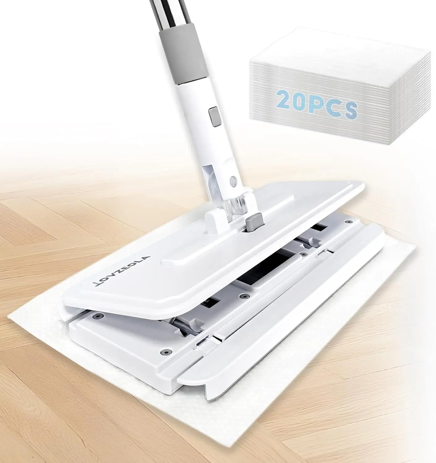 Hands-Free Flat Mop with One-Click Snap Grip, Easy Cloth Changing Floor Mop