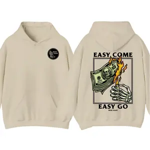 Rest Easy Skeleton Hoodie T-Shirt – Easy Come Easy Go Graphic Hoodies, Streetwear Pullover Menswear, Funny Casual Gift for Him or Her
