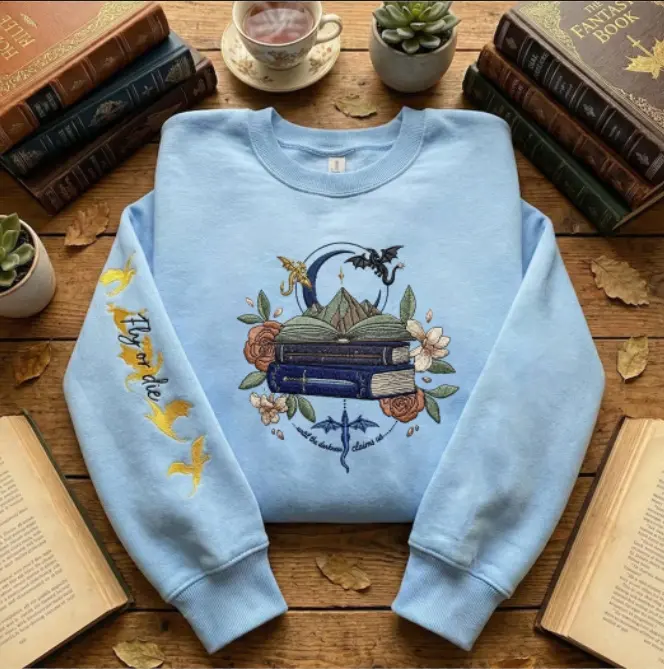 Dragon Rider Embroidered Hoodie – Fourth Wing Basgiath War College Sweatshirt