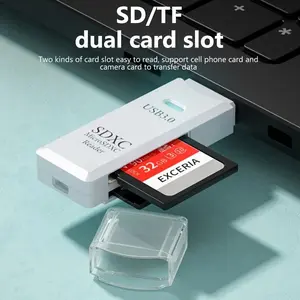 Mini High-Speed 2-In-1 USB 3.0 Multi-Card Reader, Micro SD TF Card Adapter, Micro SD Cards for Fast Data Transfer, Compact and Portable Design