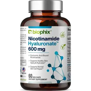 Biophix Nicotinamide Hyaluronate 600 mg 60 Vegetarian Capsules for Skin Health & Energy Support Made in USA - Healthcare