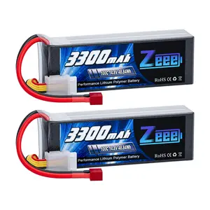Zeee 4S Lipo Battery 3300mAh 14.8V 100C Soft Pack RC Battery with Deans Plug for RC Airplane Helicopter RC Boat UAV Drone FPV RC Car Truck Boat(2 Pack) remote control Lipo Battery Pack for RC Vehicles High-Capacity LiPo Battery Pack rc  4x4