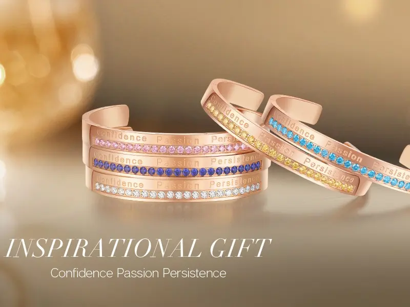 Inspirational Jewelry Gifts, Bangle Bracelets with Birthstone. Great gift for Holiday, Christmas, Graduation and Birthday.