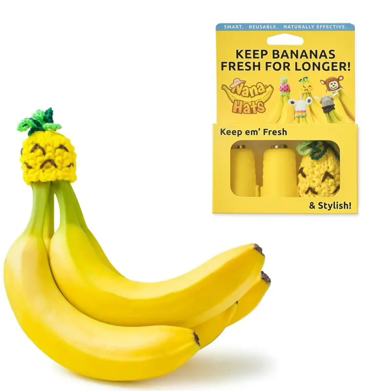 NANA HATS Banana Freshness Preserver, Keep Bananas Fresh Longer, Ideal for Organic Bananas, Innovative Banana Holder for Home Use, Extend Freshness of Your Fruit, AS SEEN ON SHARK TANK, Pineapple