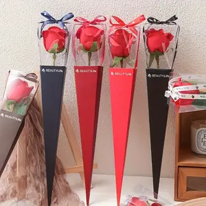 10 elegant PVC folding bouquet gift boxes-special for Valentine's Day and Mother's Day, DIY rose single-branch packaging design "BeautyLun", suitable for small businesses and unique gifts, Valentine's Day decoration, Christmas and Halloween.