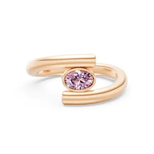 Polished Ring with Lab-Created Pink Sapphire with Round-Cut Accents