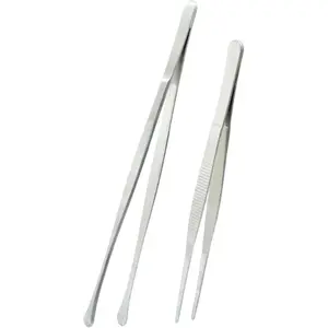 New Deal 2 Pcs Stainless Steel Kitchen Tweezers Tongs Long Handle 12 Round Tip & 8 Point Tip Sets for Cooking and Plating Utensils