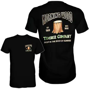 MORNING WOOD TIMBER COMPANY Funny T-Shirt - Summer Wear 100% Cotton Tee for Men Made in USA Comfortable & Durable Design Crewneck Hoodie