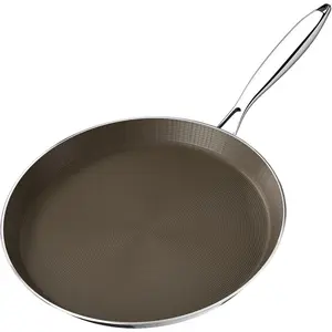 12 Inch Stainless Steel Crepe Pan - Titanium Ceramic Nonstick Crepe Pan, Stainless Steel Dosa Pancake Pan, Non Stick Flat Skillet Tawa Dosa Tortilla Griddle Pan, Induction Compatible, PFAS&PTFE Free