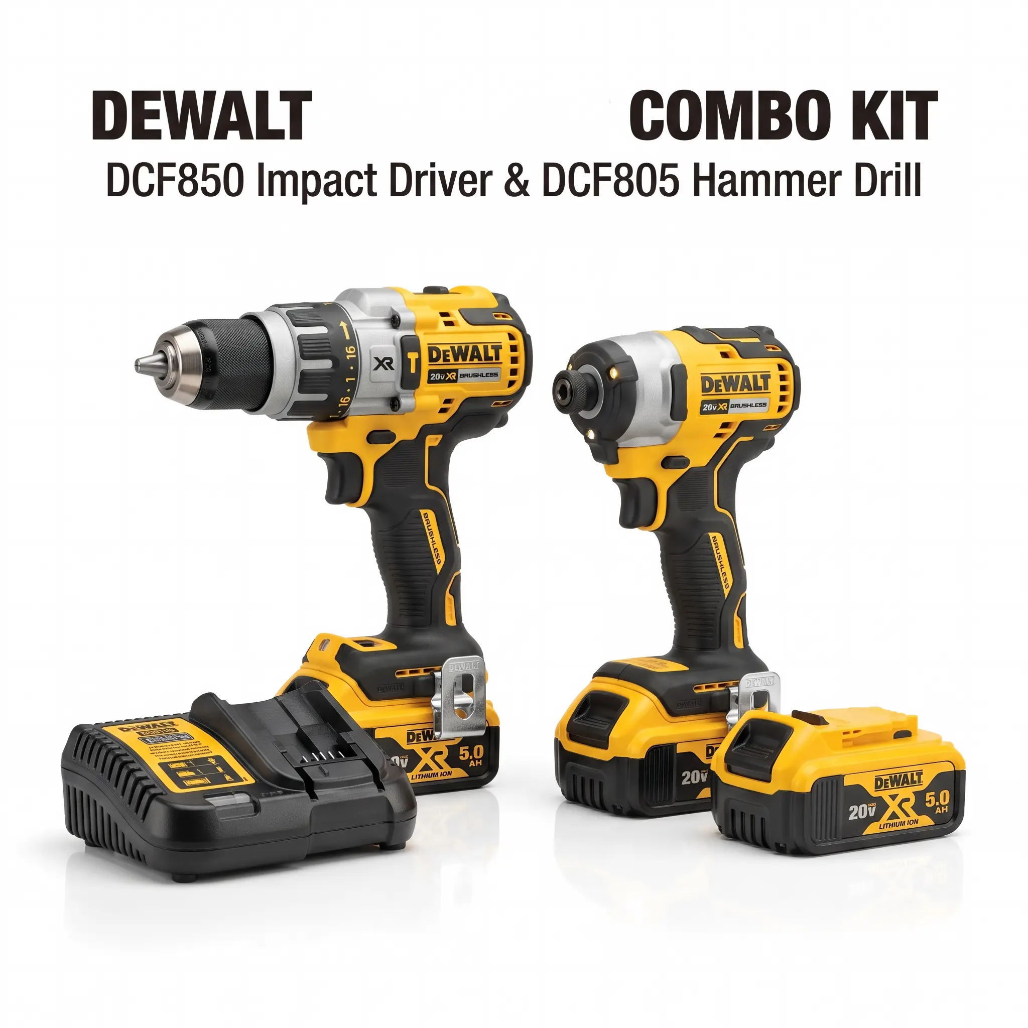 DeWalt DCF805  Drill DCF850 Driver is ideal for tight spaces light weight waterproof connector cordless electric wrench square drive 4-mode control nut-busting torque battery kit maximum  impact wrench kit Modular Multipurpose brushless rapid charger