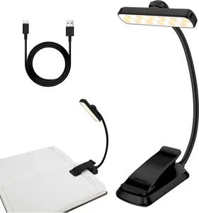 Portable LED Book Light Clip-On – Rechargeable Reading Light with 3 Color Temperatures, Stepless Brightness, Memory Function & Long Battery Life, Lightweight Bed Reading Lamp for Travel & Study