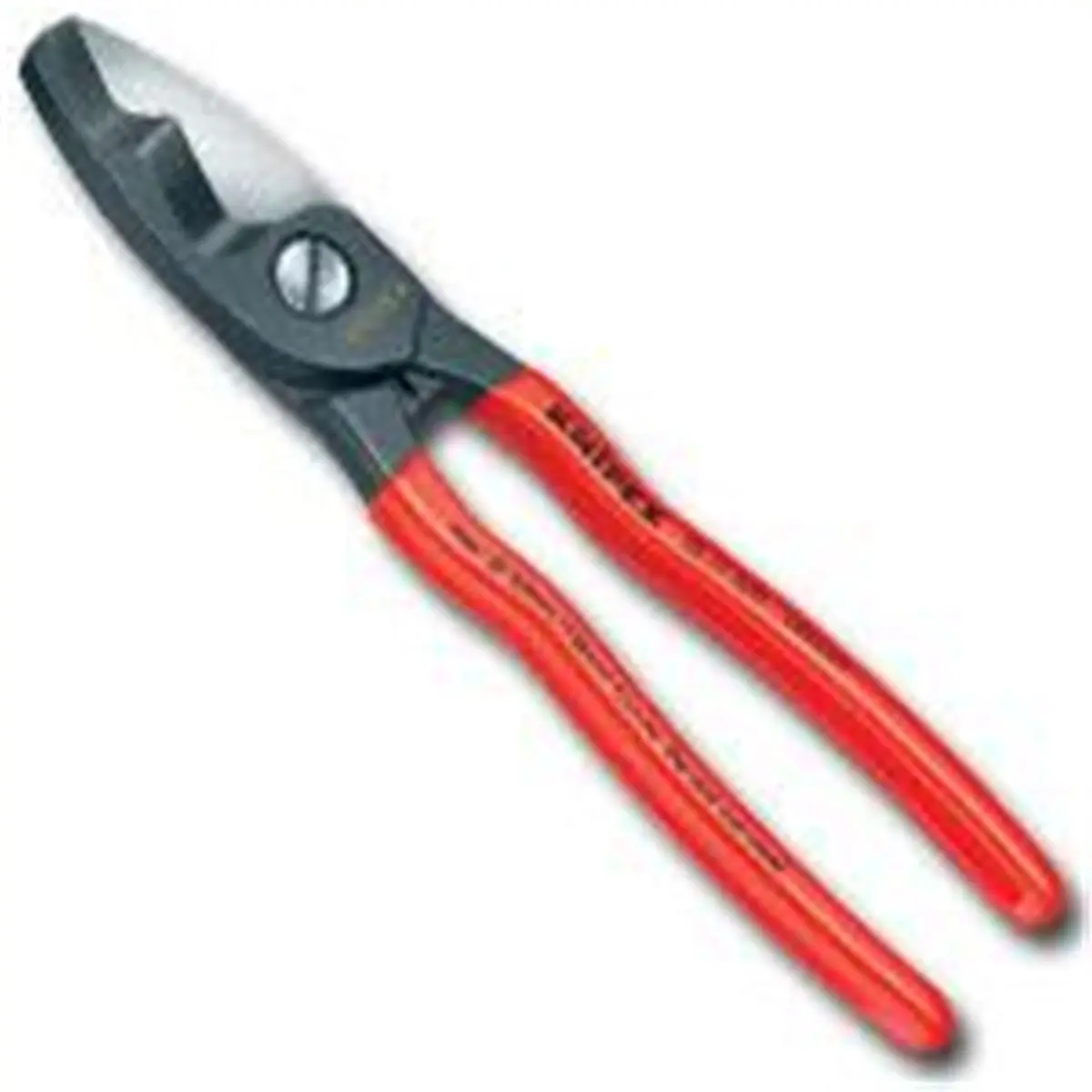 Knipex KNP9511-8 8 in Battery Cable Cutter with Polished Head, Clean Cut Performance, 3/7" Battery/Welding & 10-3 Cable Cutting Capabilities, Factory Tested, 2 Cutting Positions, Strength and Durability, Plastic Coated Handles