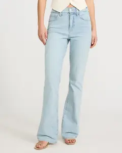 Express High Waisted Light Wash '90s Bootcut Jeans