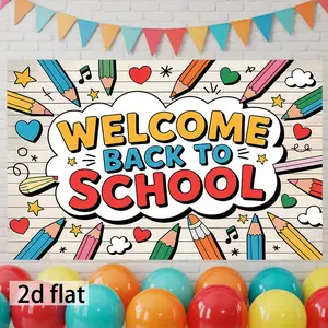 Welcome Back to School Backdrop Classroom Education Party Backdrop School Theme Background Cloth School Tapestry Wall Hanging Photography Background Polyester Fiber Office Classroom Event Photo Booth Home Decor Studio Prop Wall