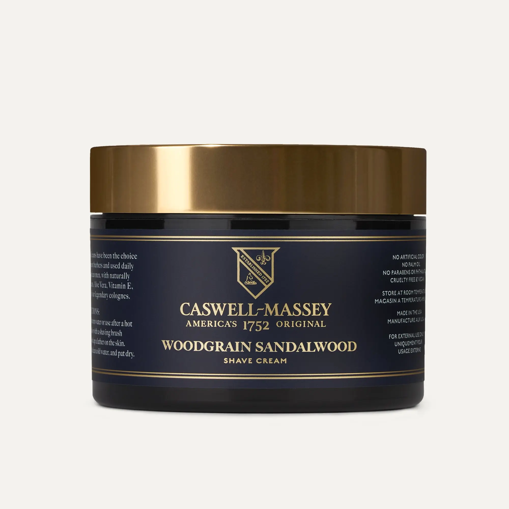 Caswell-Massey Woodgrain Sandalwood Shave Cream - Non-Foaming Hydrating Formula for a Perfect Shave - Heritage Collection