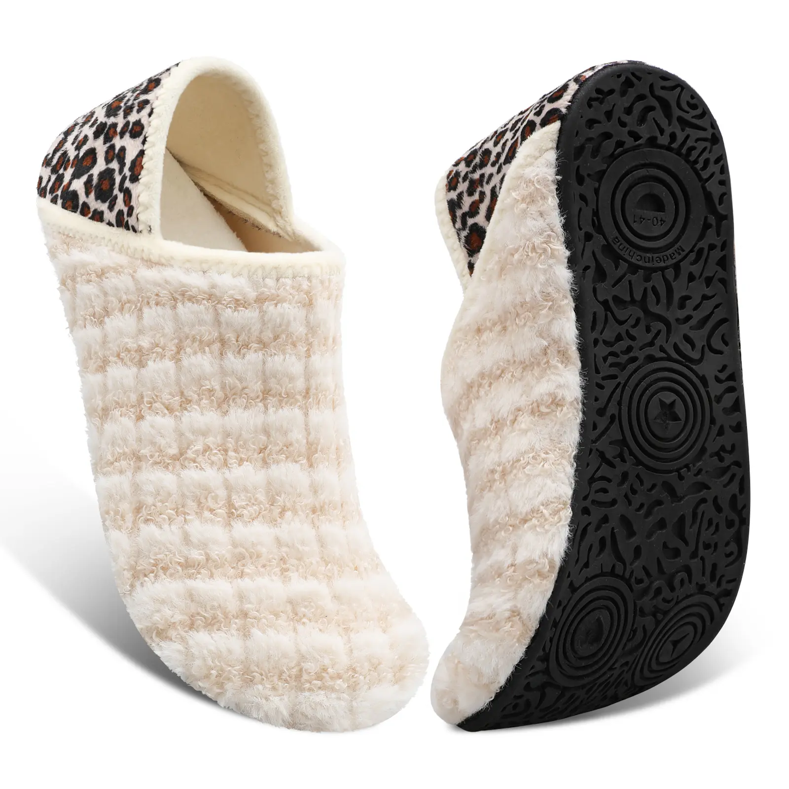 Leisfit Womens Mens Slippers with Rubber Sole Soft-Lightweight House Slipper Socks Around House Shoes Non Slip Indoor/Outdoor