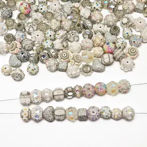 10pcs Luxury Rhinestone 3D Flower Bead Set – Mixed Resin Rhinestone Large-Hole Beads for DIY Bracelet Necklace, Handmade Decoration for Valentine's Day Weddings & Gifts