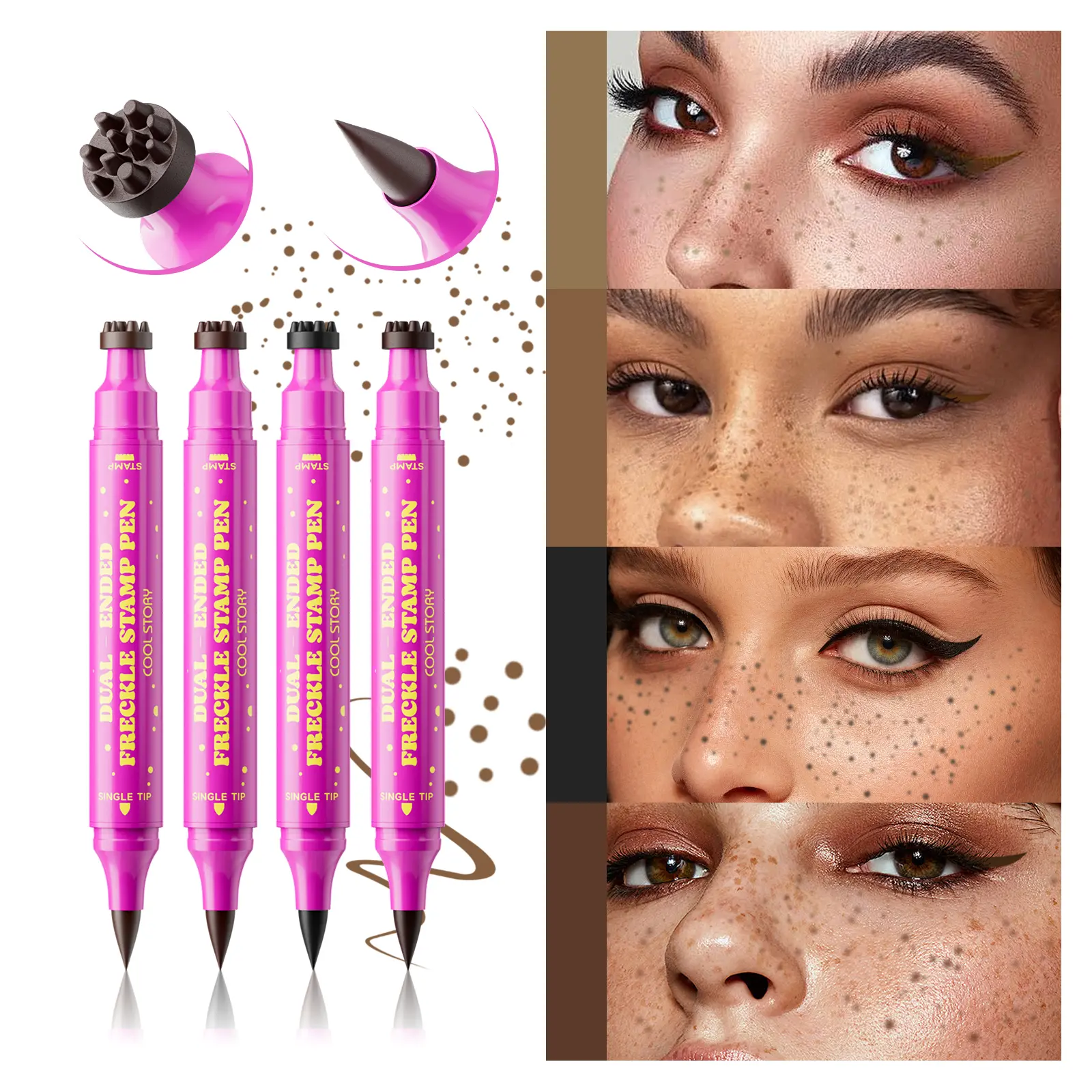 Faux Freckle Stamp Waterproof Freckles Pen, Fine Tip Eyeliner for Realistic Long-Lasting Freckles, Effortless Makeup for Daily Wear and Cosplay, Natural Face Beauty Tool