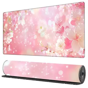 BHJLAXR Cherry Blossom Pattern Mouse Pad, 1 Count Non-slip Rubber Base Mousepad, Desk Decor for Women, Desk Accessories, Desk Pad for Work, Game, Office, Desk Pad for Gaming, Cherry Blossom Gaming Desk Mat