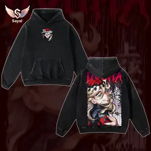 Demon Slayer Douma Graphic Hoodie- Oversize Washed Sweatshirt, Unisex Retro Anime Tee Streetwear Merch Clothes Cotton Menswear Soft Tops Classic Apparel Fabric Oversized Gamis Oversized Gamis