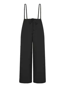 Women's Plus Size Tie Back Wide Leg Overalls Summer Casual Sleeveless Loose Overalls for Daily Wear Womenswear