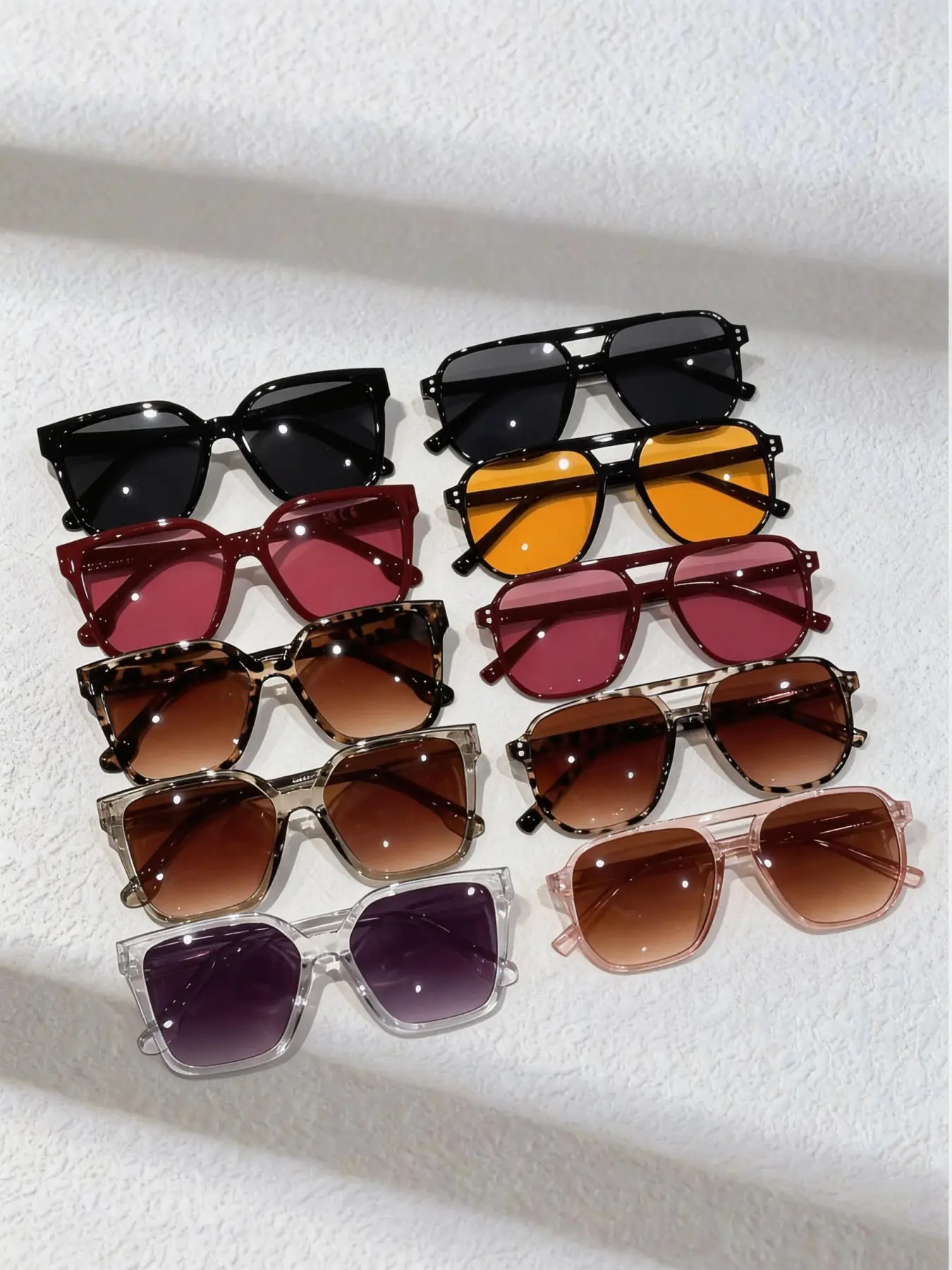 10 Pairs Classic Women's Multicolor Square Frame Sunglasses Set, Perfect for All Seasons, Ideal for Travel and Daily Use, Great Gift Choice