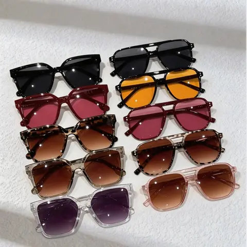 10 Pairs Classic Women's Multicolor Square Frame Set, Square Frames Sunglasses, Perfect for All Seasons, Ideal for Travel and Daily Use, Great Gift Choice