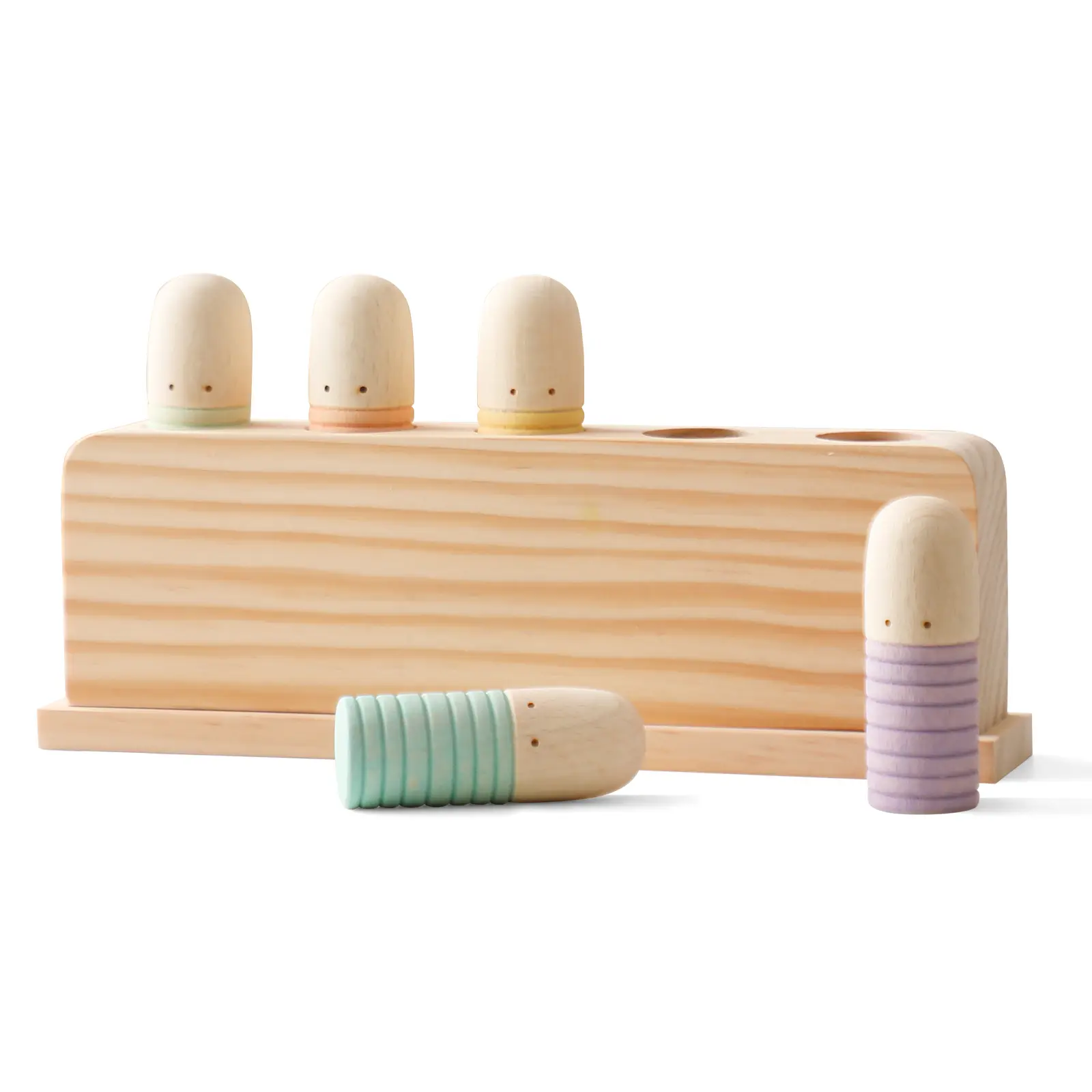 ETUCDOSE Wooden Pop-Up Puppets, Montessori Toy for Toddlers 3-6 Years, Fine Motor Skills & Color Recognition Game with Hidden Springs, BPA & Latex Free